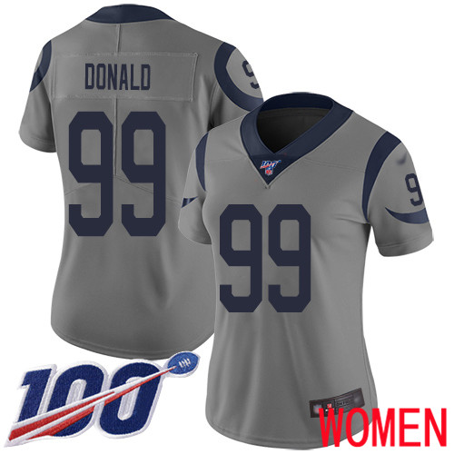 Los Angeles Rams Limited Gray Women Aaron Donald Jersey NFL Football #99 100th Season Inverted Legend->women nfl jersey->Women Jersey